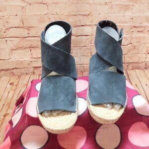 RALPH LAUREN Denim and Supply Ivette Espadrille Wedge Navy Sandals Size 9.5 M